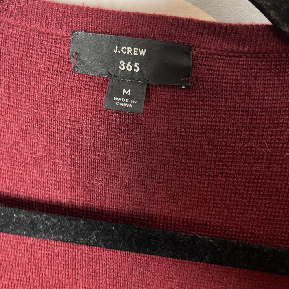 J Crew Red Burgundy Open Front Cardigan Wool Blend Medium - Picture 2 of 7